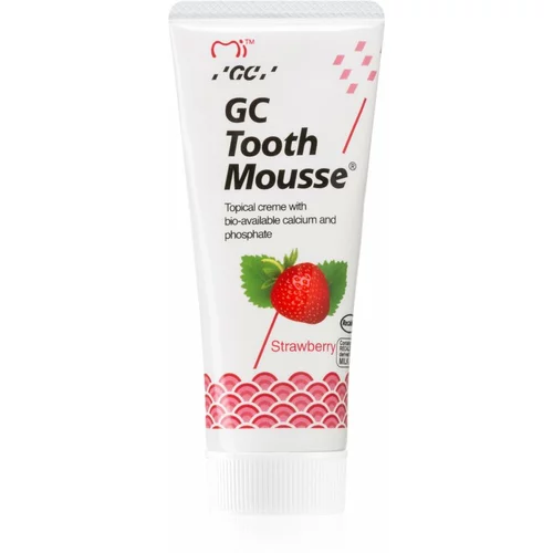 Gc Tooth Mousse remineralizacijska zaščitna krema za občutljive zobe brez fluorida okus Strawberry 35 ml