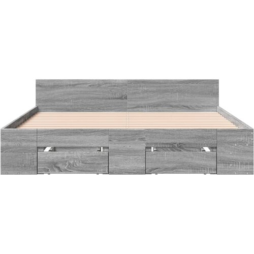  Okvir za krevet s ladicama boja hrasta 160x200 cm drveni Siva 160 x 200 cm Slike
