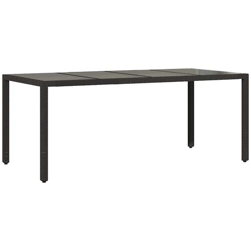  Vrtni stol sa staklenom pločom crni 190x90x75 cm od poliratana Slike