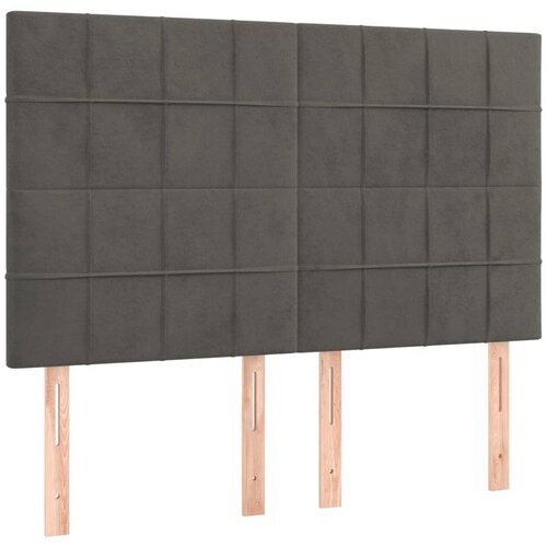 Maison Chic Posteljno vzglavje - Vzglavna omarica 4 kosa temno siv 72x5x78/88 cm žamet, (22077899) Slike