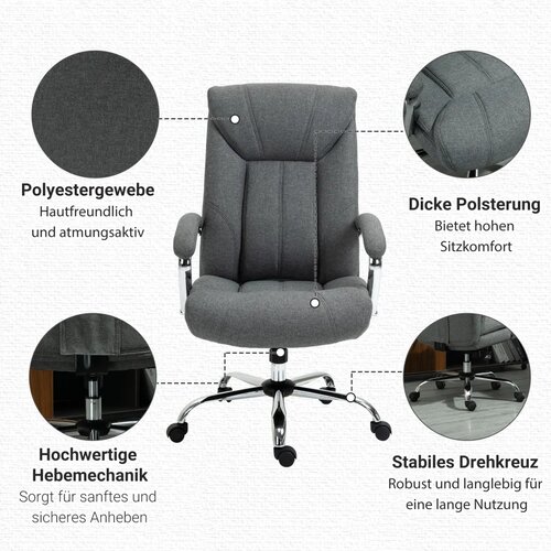  Uredska okretna stolica ergonomska s naslonom za glavu i ruke najlon siva 65x78x110-118 cm Slike