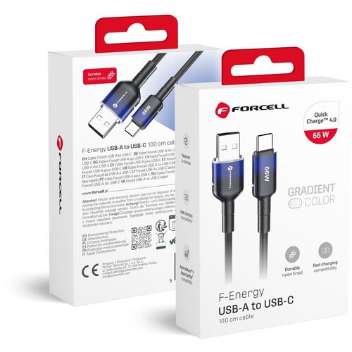 forcell F-ENERGY C352 kabl USB A na Type C QC4.0 3A 66W gradijent 1 m crni Cene
