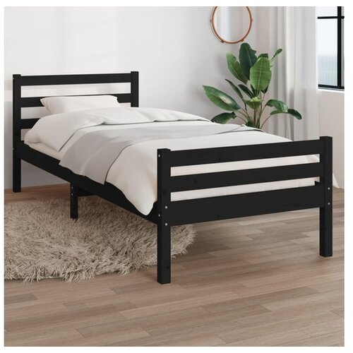  Okvir Za krevet od masivnog drva crni 100 x 200 cm Cene