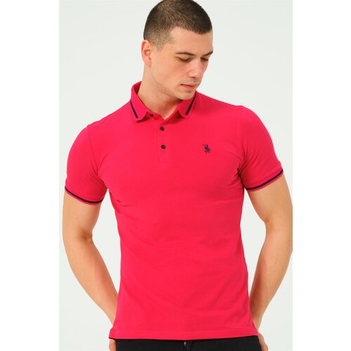 Dewberry T8586 MEN'S POLO NECK T-SHIRT-PLAIN FUCHSIA Cene