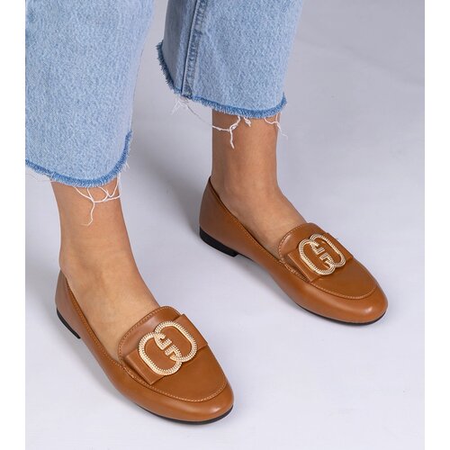 Gemre Brown women's loafers with gold ornament Frada Cijene