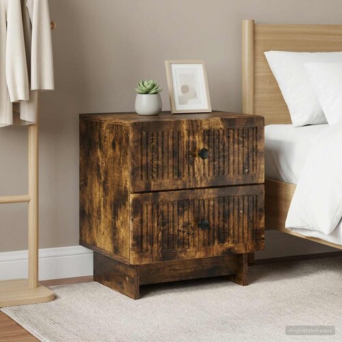 Noćni ormar s ladicama 2 pcs Dimljeni hrast 43 x 34,5 x 47,5 cm Slike