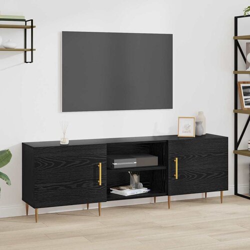 VidaXL TV omarica s polico Črni hrast 150 x 30 x 50 cm Konstruiran les Slike