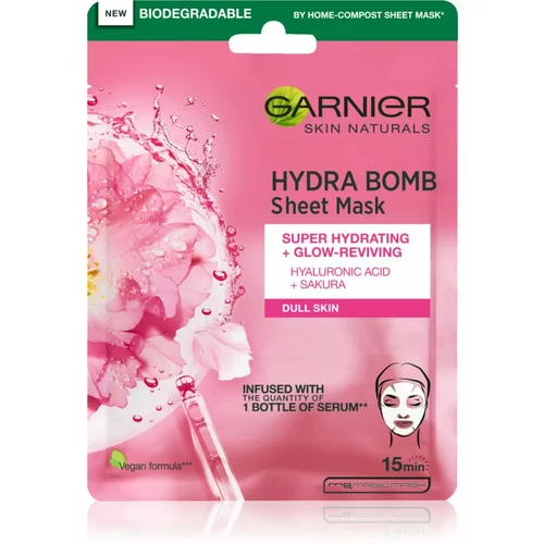 Garnier Skin Naturals Hydra Bomb maska iz platna s posvetlitvenim učinkom 28 g