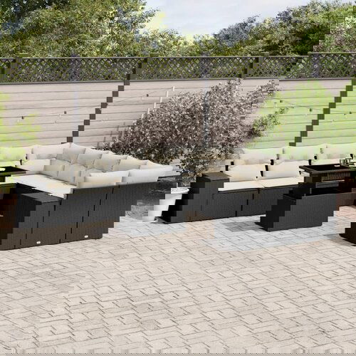 vidaXL 11-dijelni set vrtnih sofa od poliratana s jastucima crni Cijene