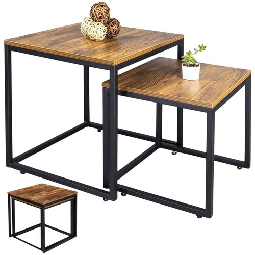  Set stolića za dnevni boravak 2u1 Rustic Square - 45x50cm &amp;amp; 40x45cm Slike