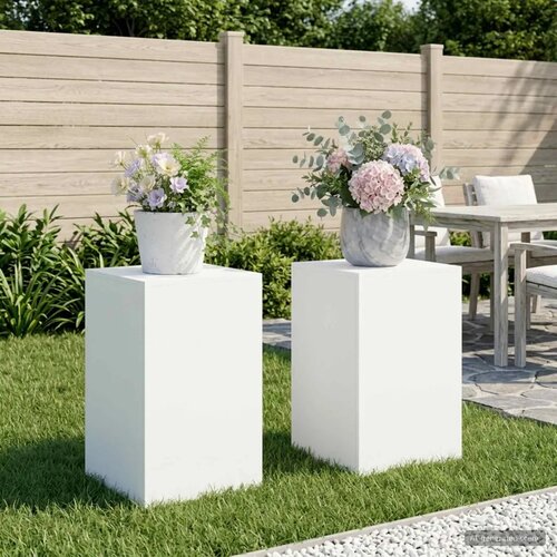  Stalak za biljke 2 pcs Bijela 40 x 40 x 60 cm Čelik - Bijela 2x (40 x 40 x 60 cm) Cijene