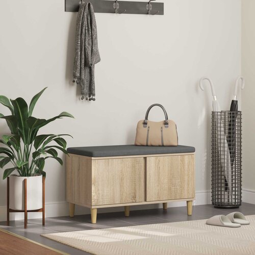  Klupa za hodnik s jastukom Sonoma hrast 80 x 38 x 46 cm Slike