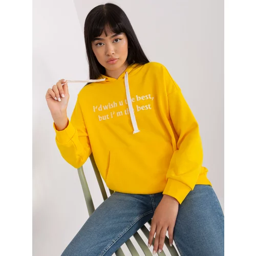 Fashion Hunters Women's dark yellow kangaroo sweatshirt with inscription