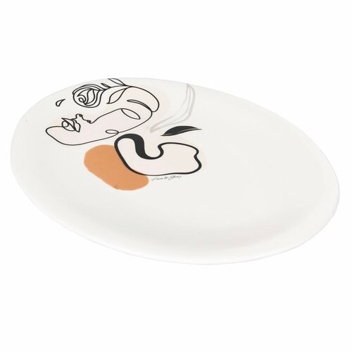 Villa d'Este keramički tanjur za posluživanje face to grey, 38 x 27,5 cm Cijene