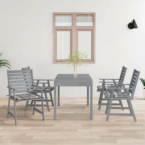  Zunanji jedilni stoli z blazinami 4 kosi trden akacijev les, (20660687)