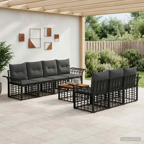  Set vanjskih sofa 8 kom. Crna i tamno siva poliratan Cijene