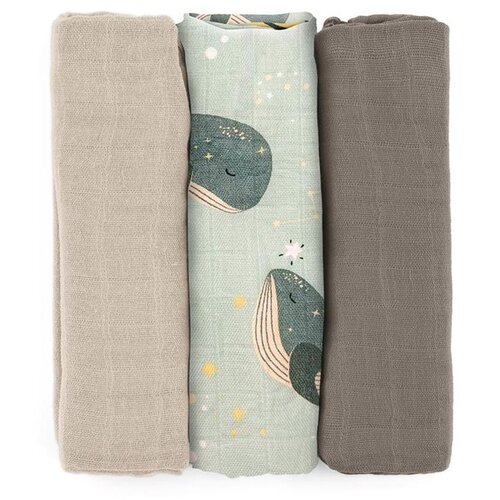 Petite&Mars Moussy platnene pelene Whale Song 68 x 68 cm 3 kom Cijene
