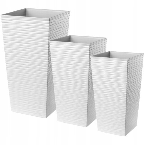 KADAX Komplet 3 vrtnih lončkov + vložki, visoki veliki, beli 47+57+68 cm, (5000350864) Cene