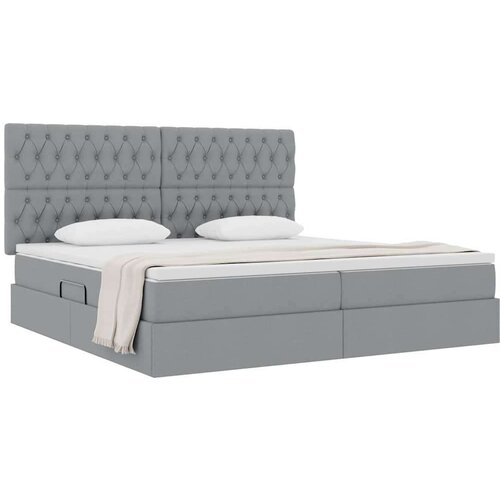  Krevet s od storage Svijetlo siva 200 x 200 cm Lažna koža Slike