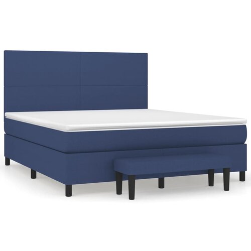 vidaXL Box spring postelja z vzmetnico modra 160x200 cm blago, (20892589) Cene