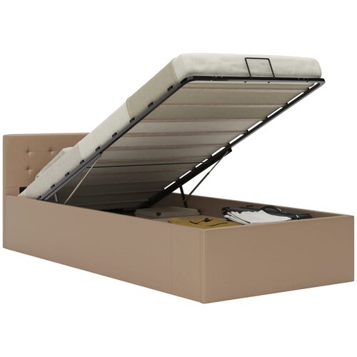 Furnova Dvižni posteljni okvir kapučino umetno usnje 90x200 cm, (21934670) Slike