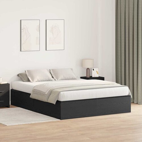 Krevet s ladicama Crni hrast 140 x 190 cm Konstruirano drvo Cene