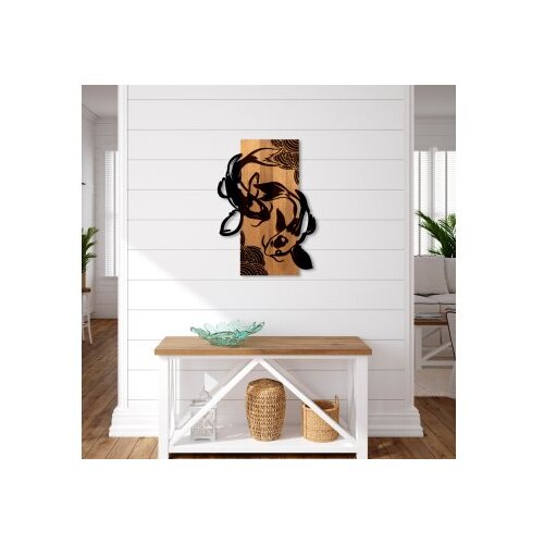 WALLXPERT fish Yang WalnutBlack Decorative Wooden Wall Accessory Cene