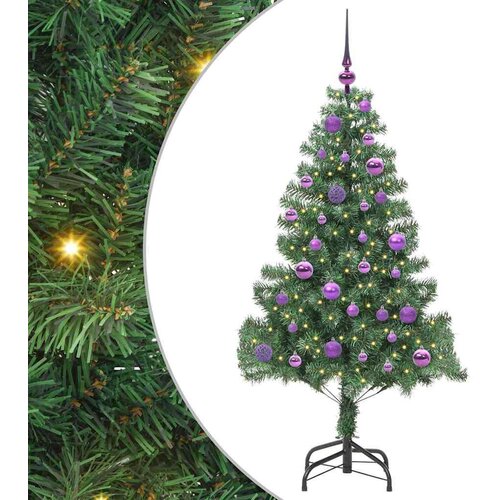 VidaXL Božićno drvce s 150 LED svjetlima s stalakom Zelena 150 cm PVC Slike