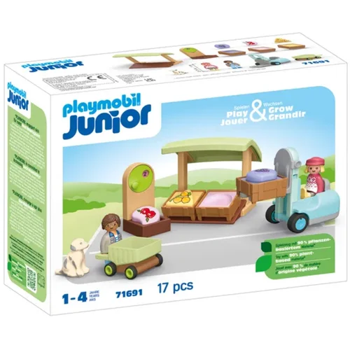 Playmobil 71691 - JUNIOR 1.2.3: Bio-Marktstand & Gabelstapler - 1 k.