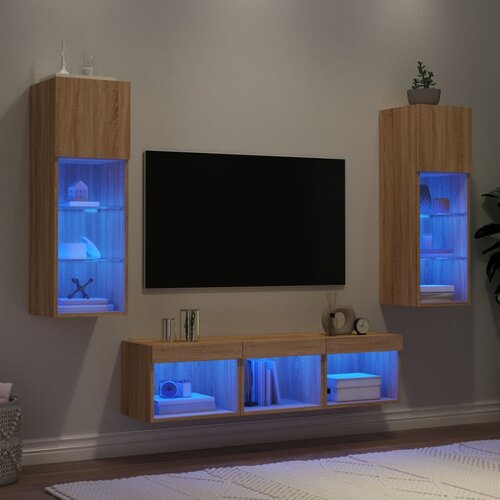vidaXL Komplet TV omaric LED 5-delni sonoma hrast inženirski les Cene