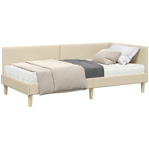 vidaXL Kotni okvir postelje z matrico Drugo 2 pcs krema blago, (5000121222) Cene
