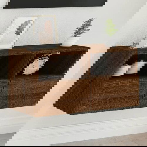 VidaXL Stenska TV omarica rjavi hrast 60x30x30 cm inženirski les Slike