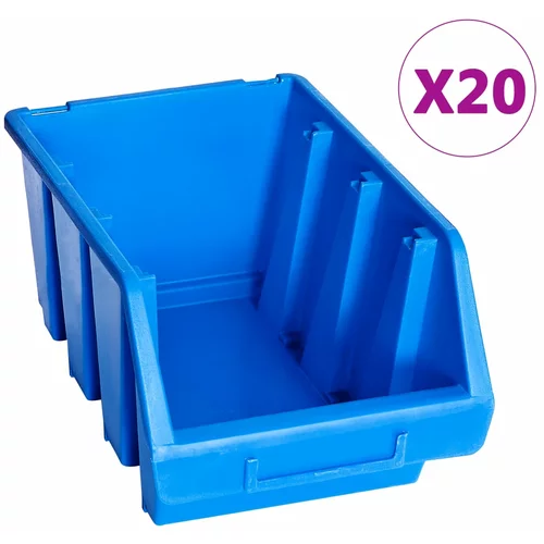 vidaXL Zložljivi zabojčki za shranjevanje 20 kosov modra plastika, (21019846)