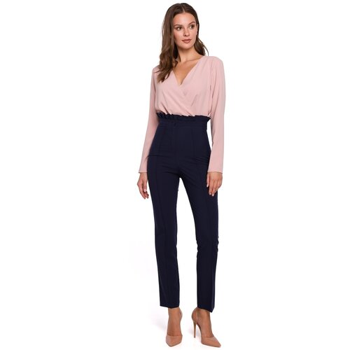 Makover Woman&amp;#039;s Trousers K008 Navy Blue Slike