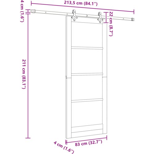 vidaXL Drsna vrata z kompletnim setom 'ORKDAL'Masivni bor Cene