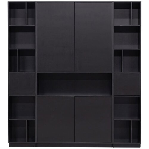 WOOOD Črna modularna knjižna polica iz masivnega bora 190x210 cm Finca &amp;ndash; Slike