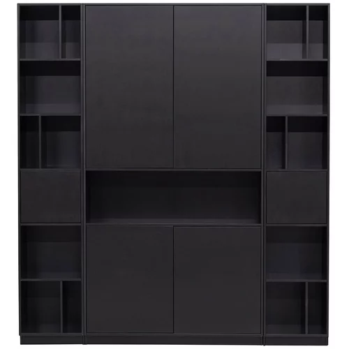 WOOOD Črna modularna knjižna polica iz masivnega bora 190x210 cm Finca –