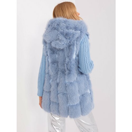 Fashion Hunters Blue fur vest with hood Slike