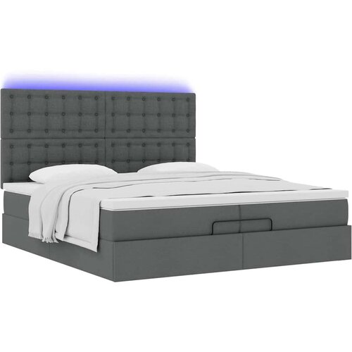 VidaXL Otomanski okvir kreveta s madracima tamnosivi 200x200cm tkanine Slike