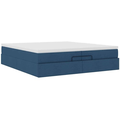  Otomanski okvir kreveta s madracima plavi 200x200cm tkanine Slike