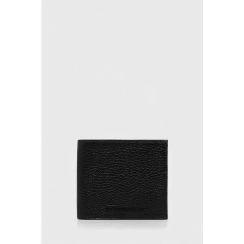 Emporio Armani Usnjena denarnica moški, črna barva