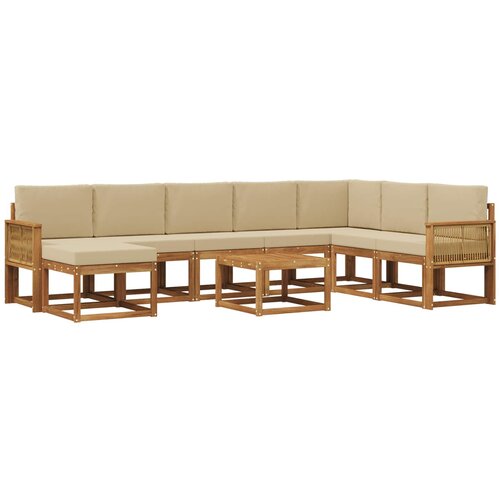vidaXL Zunanja garnitura za sedenje z blazino 9 pcs Naravna in bež, (5000280009) Cene