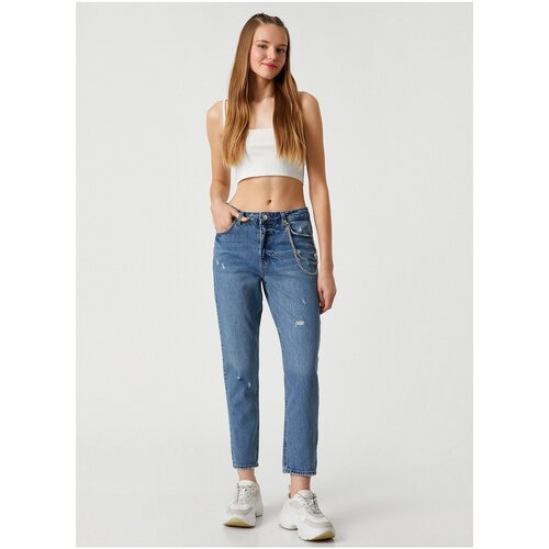 Koton High Waist Mom Fit Open Indigo Women&amp;#039;s Trousers 3sal40050md Slike