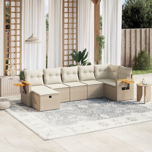VidaXL 7-dijelni set vrtnih sofa od poliratana s jastucima bež Slike