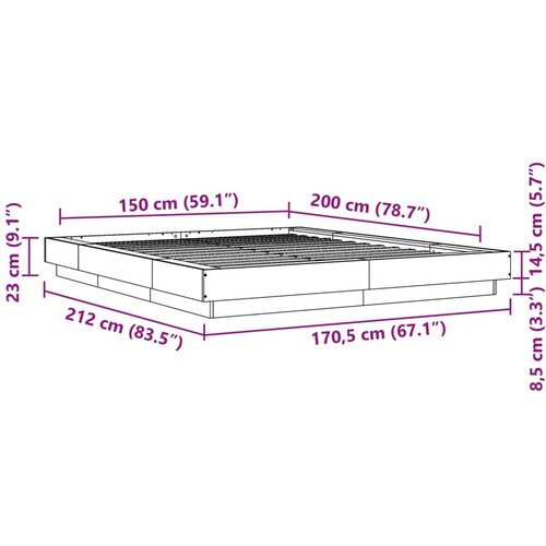  Okvir kreveta boja betona 150x200 cm od konstruiranog drva Slike