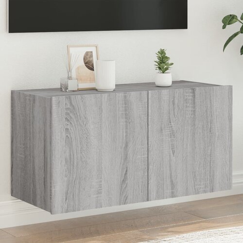  The Living Store Stenska TV omarica z LED lučkami siva sonoma 80x35x41 cm - TV Stenska Omarica, (21499111) Slike