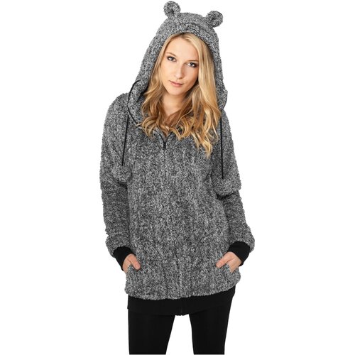 Urban Classics Women&amp;#039;s Melange Teddy Zip Hoody blk/wht Slike