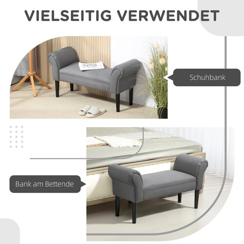  Klupa klupa za krevet robusna konstrukcija mekana presvlaka 102x36x51 cm siva Slike
