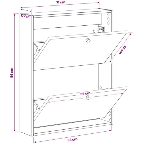  Ormar za cipele na zidu BREDA 71 x 17 x 86 cm Konstruirano drvo Slike