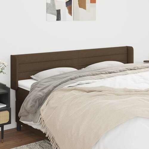 VidaXL Vzglavje z u&amp;scaron;esi temno rjavo 163x16x78/88 cm blago, (20933929) Slike